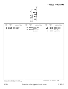 Valve Group Diagram and Parts List for 135207-0325-XX  Briggs and Stratton Engine